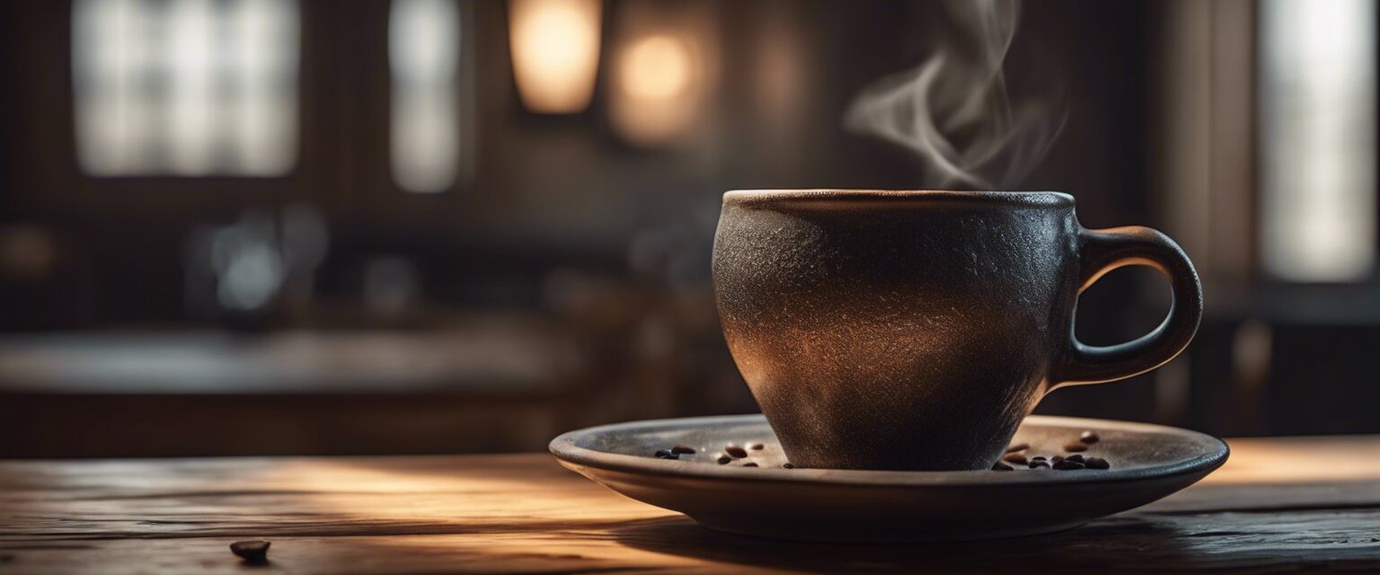 Ceramic coffee cup on table