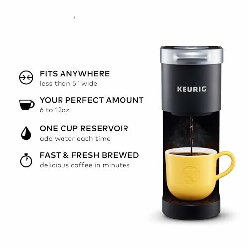 Keurig coffee maker with features listed